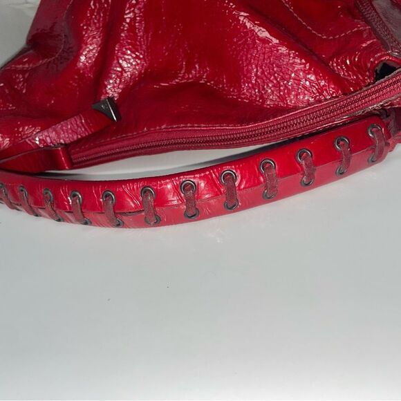 Francesco Biasia Dana Patent Leather Candy Apple Red Hobo Bag - Picture 6 of 8